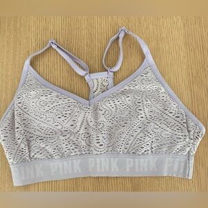 Victoria's Secret PINK lace sports bra in light pink #activewear